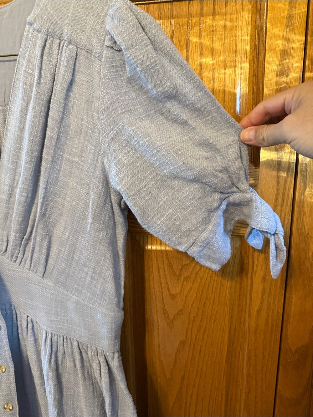 Free People-Light Blue Button-Front Midi Dress- Large - Picture 4 of 10
